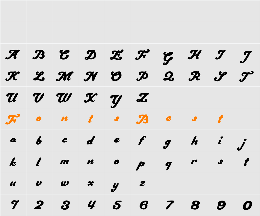 Vintage Crafted Script Character Map