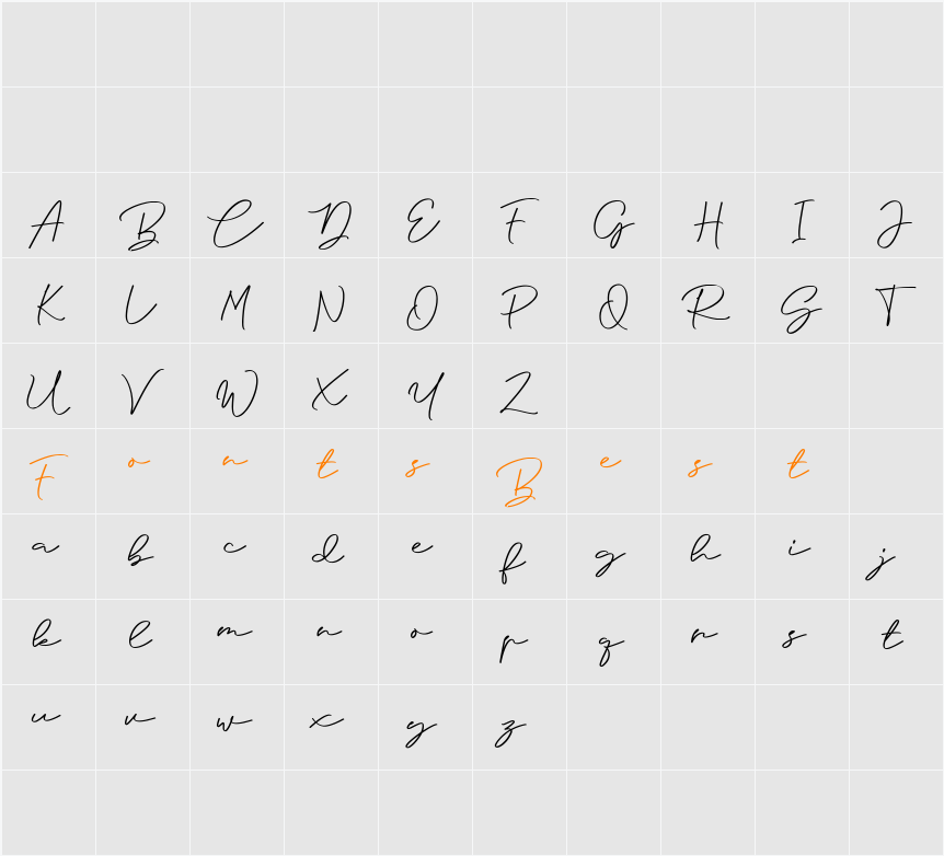 Anjel Script Personal Use Character Map