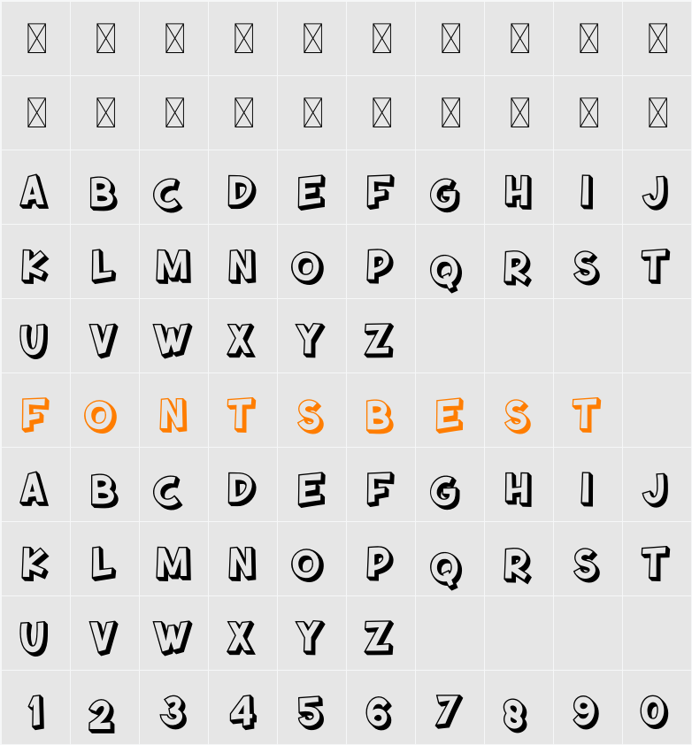 Hollow Letters Character Map