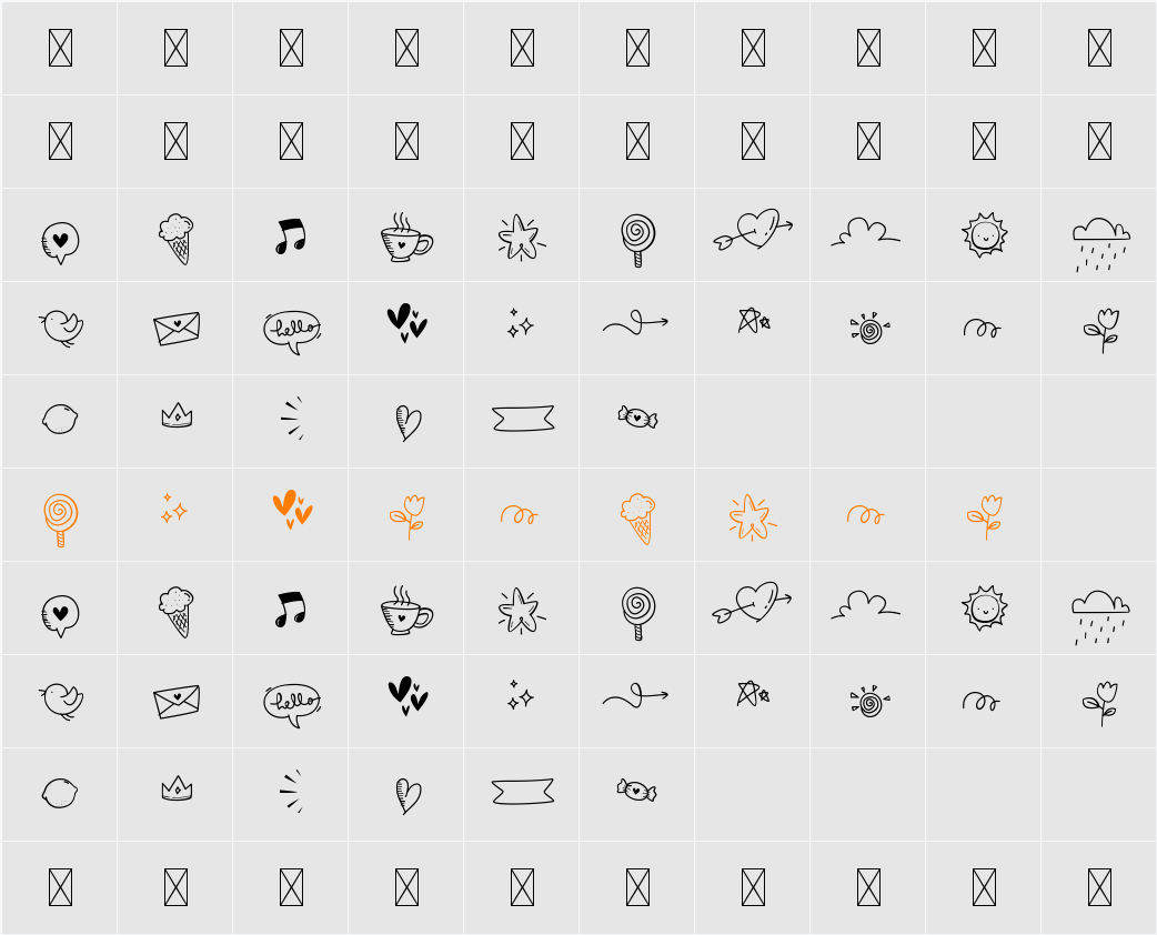 Happy Time Doodles Character Map
