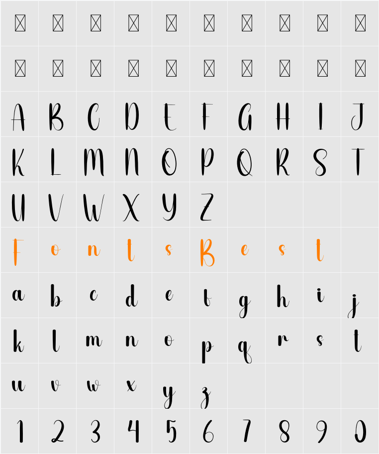 Skyday Character Map