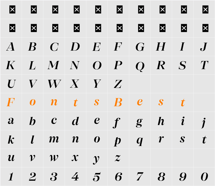 SFT Schrifted Serif TRIAL D D DemiBd Character Map