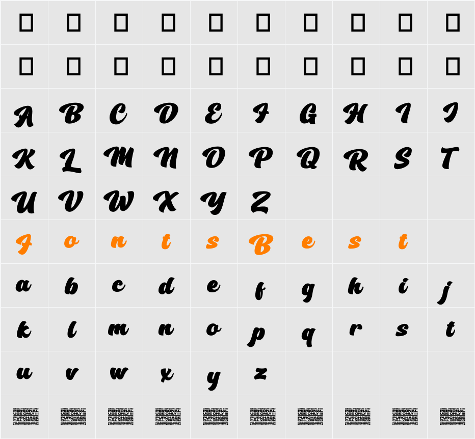 Kings Hutand Personal Use Only Character Map