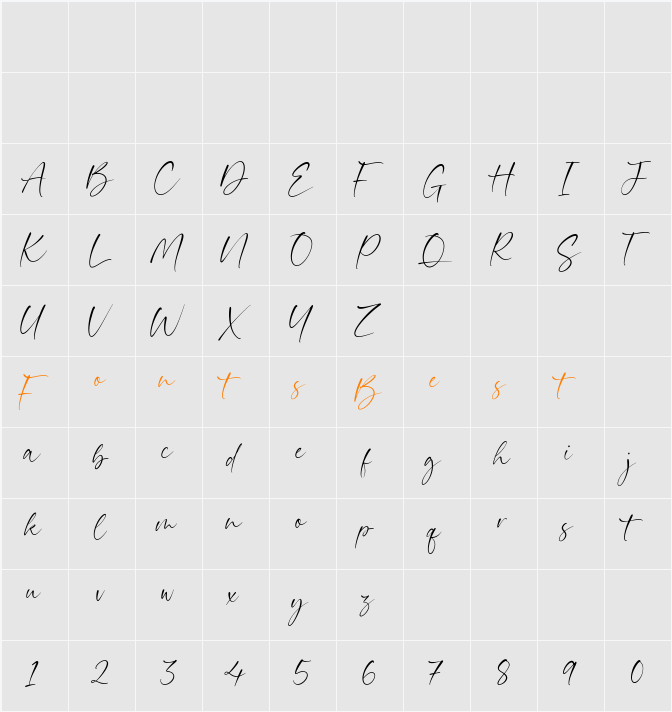 Daytimes Character Map
