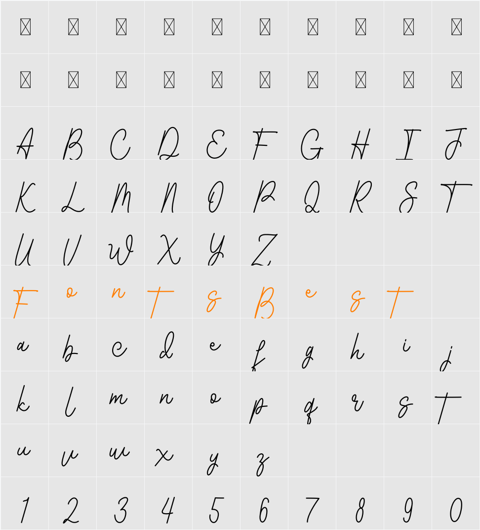 Wathenda Signature Line Character Map