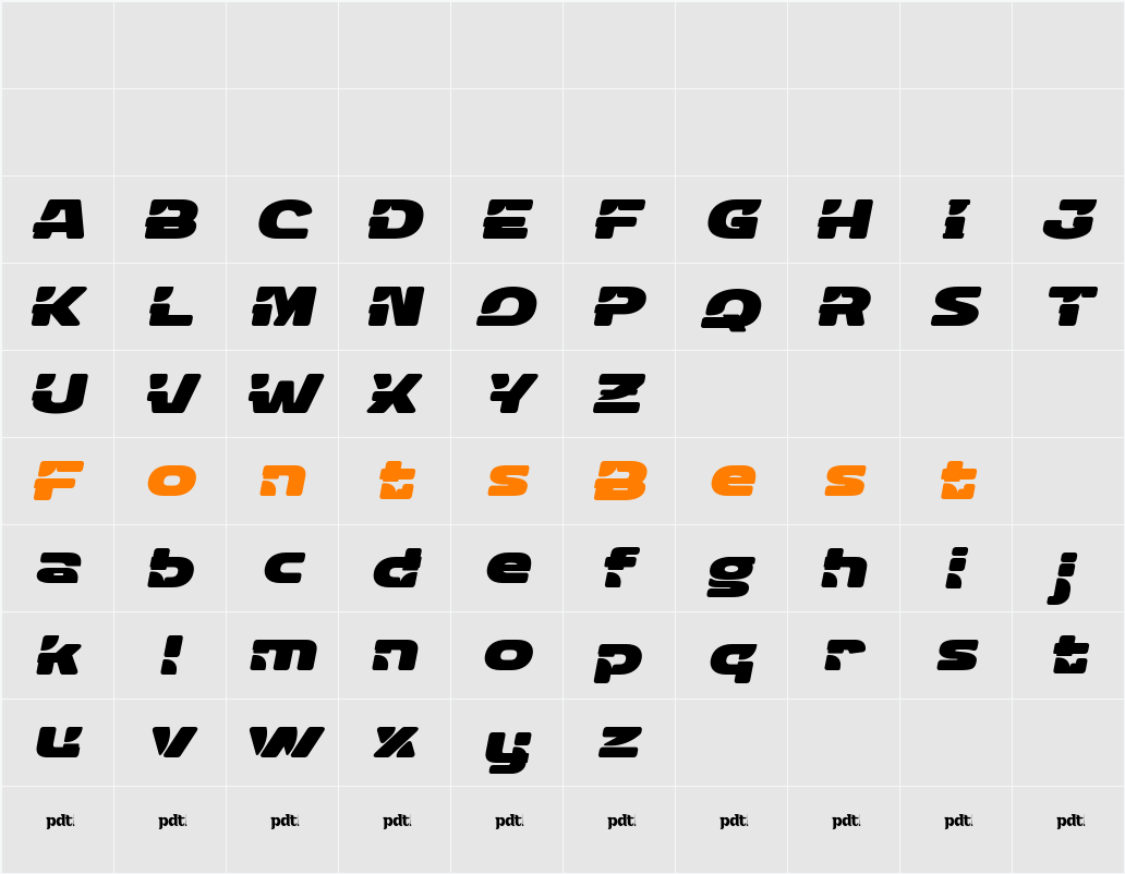 DROPEX Round Slant Character Map