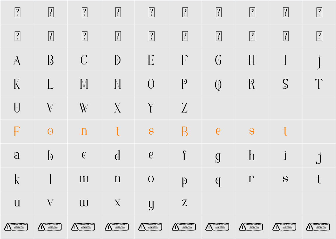 Costivex PERSONAL USE ONLY! Character Map