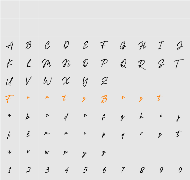 Mallikha Brush Character Map