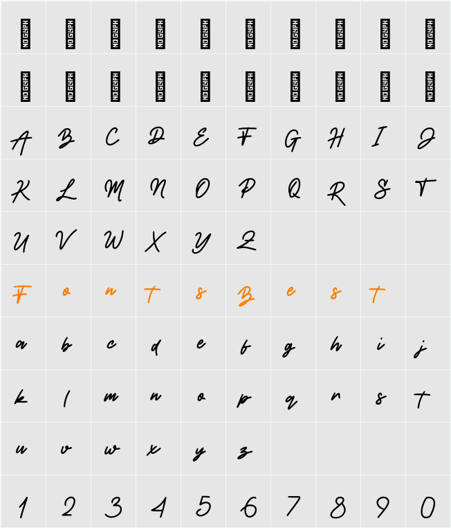 Orazies Personal Use Character Map