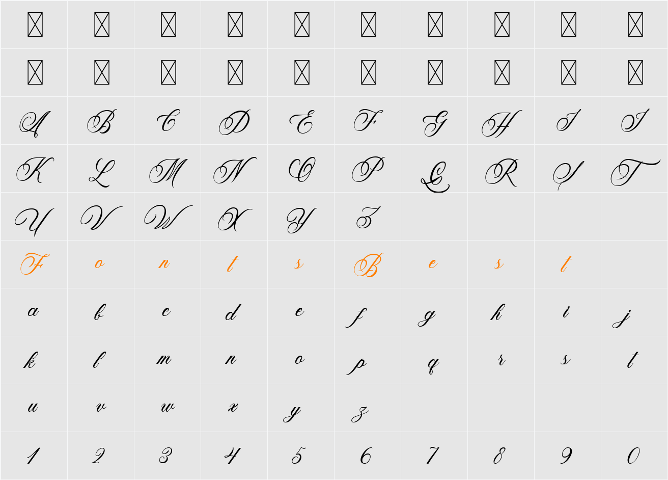 Yachting Demo Character Map