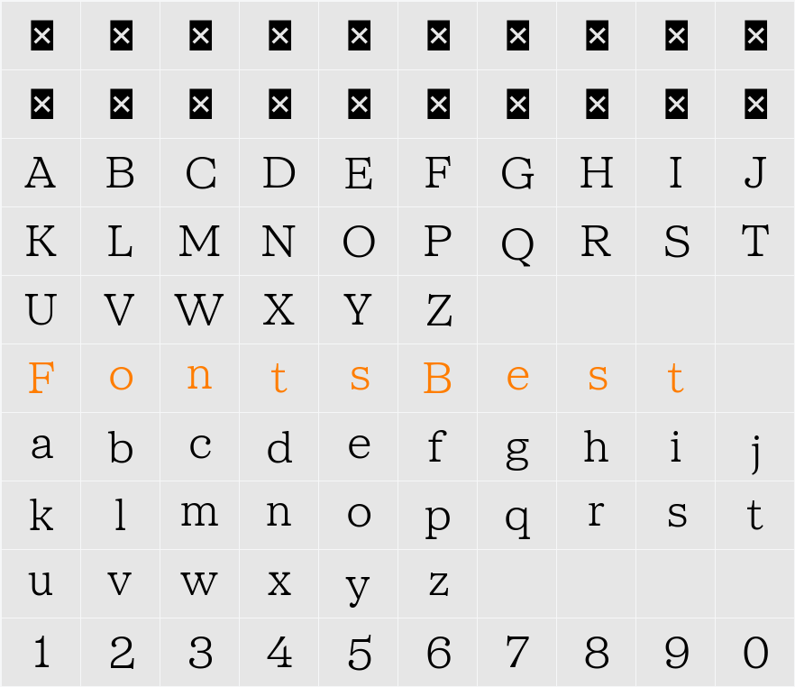 SFT Schrifted Serif TRIAL T T Light Character Map