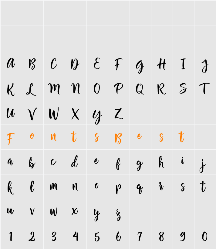 Chamelia Script Character Map