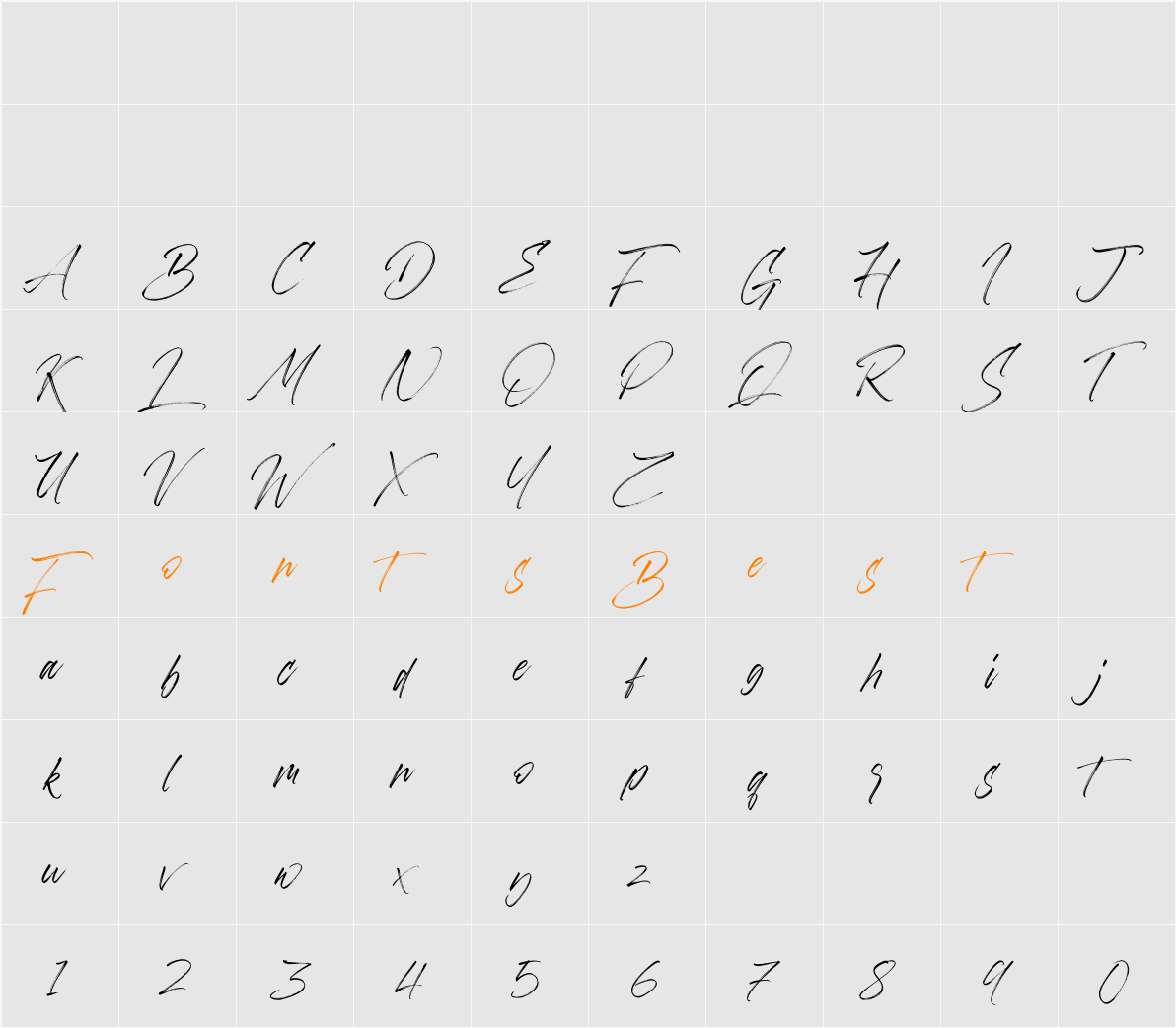 Aerobrush Character Map