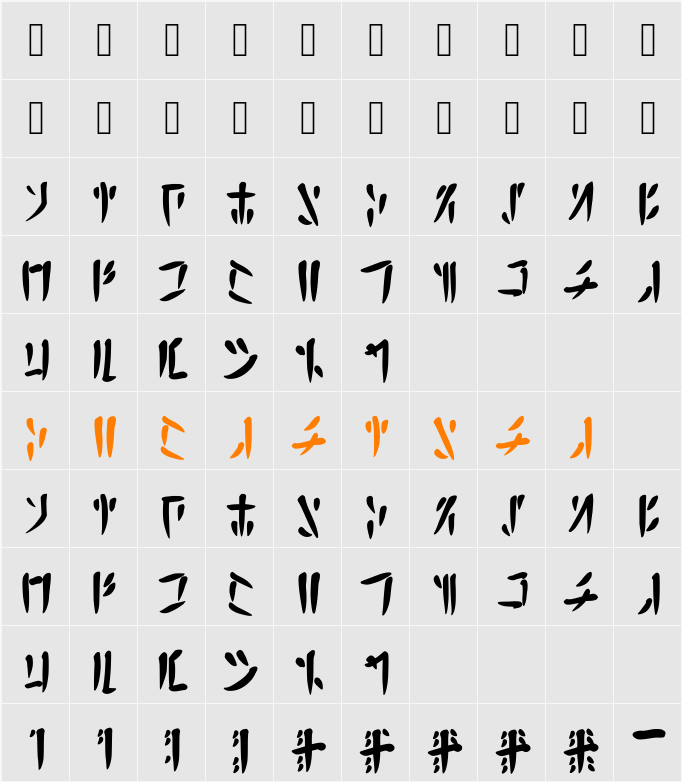 Calligraphic Avali Scratch Character Map