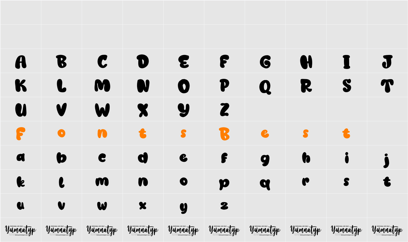 Jelly Ball Personal Use Character Map