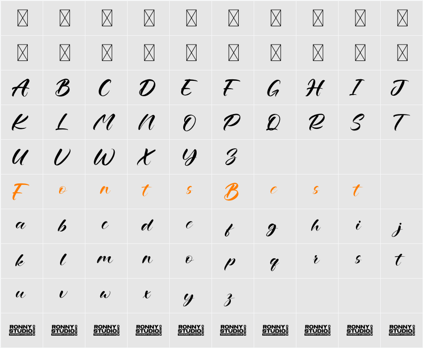 Britella Script DEMO Character Map