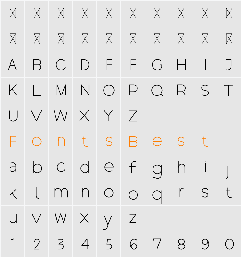 Brandink Sans Light Character Map