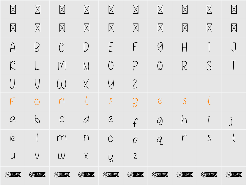 PisangGorengDemo Character Map