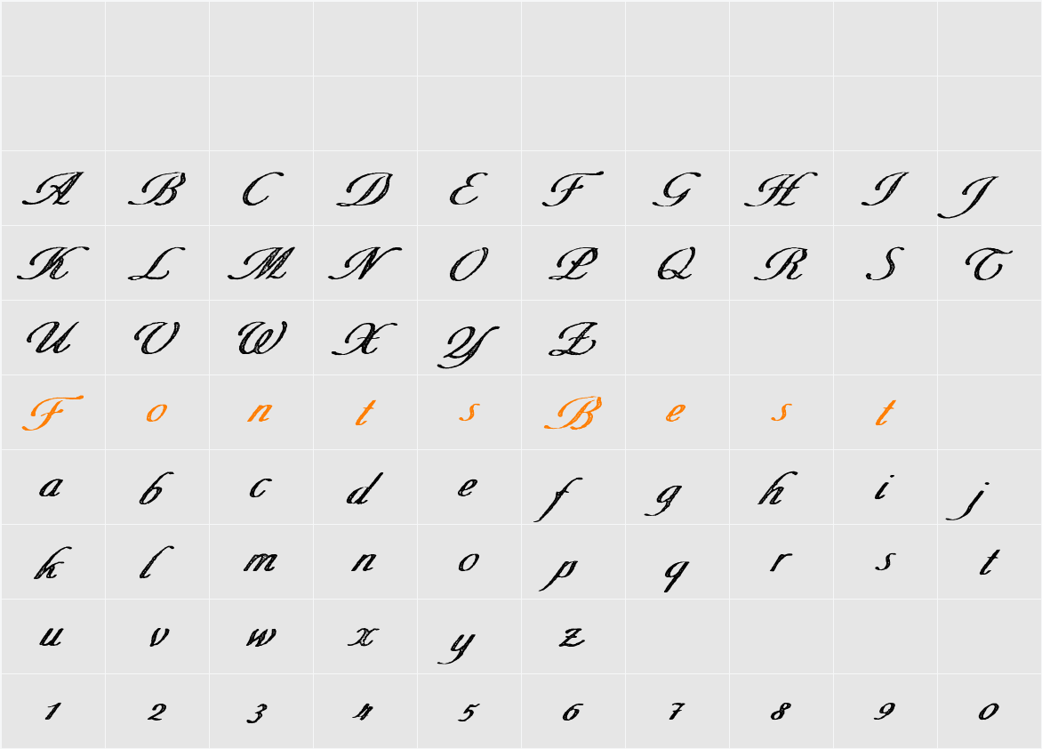 Merchande Print Script Rough Character Map