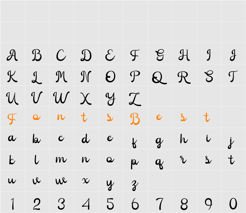 Caneline Character Map
