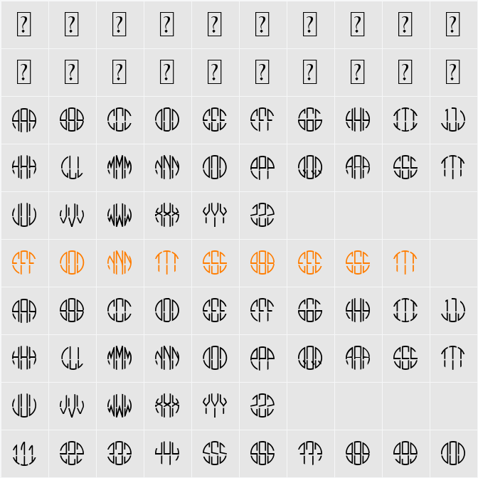 Monogram Circle 3 Alphabet Character Map