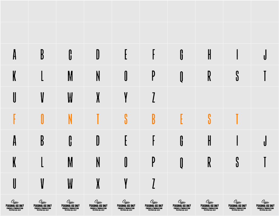 TCHeadlinerPrint-CondRegular Character Map