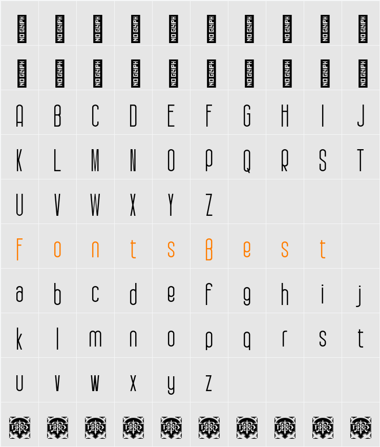 Kondenton Light Character Map