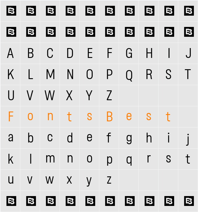 Gibstone Light Character Map