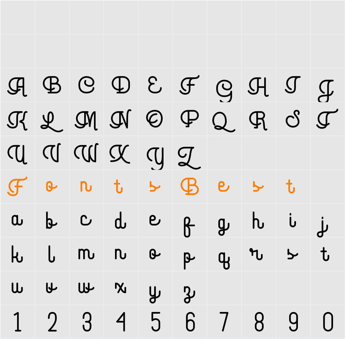 Sigmature Monoline DEMO Character Map