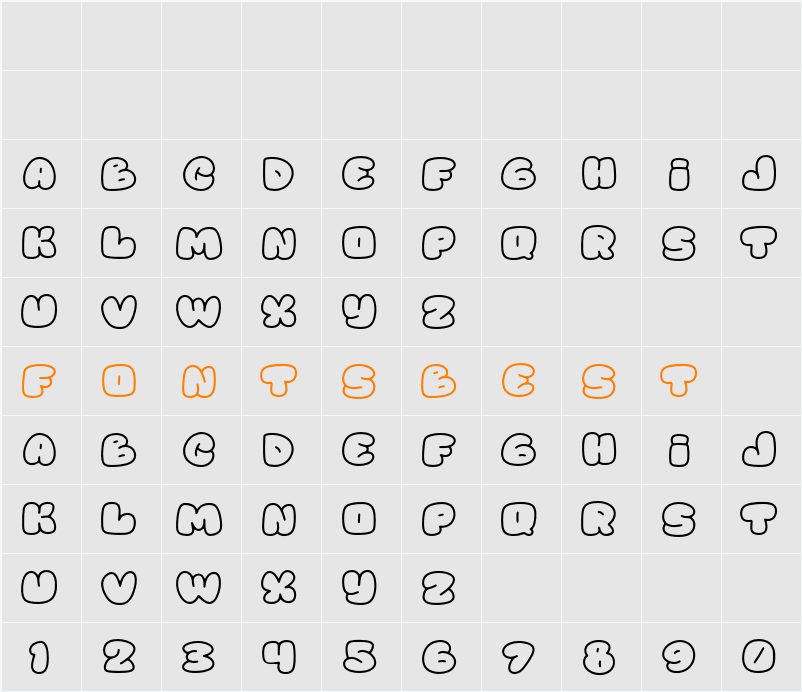 Bobagum Character Map