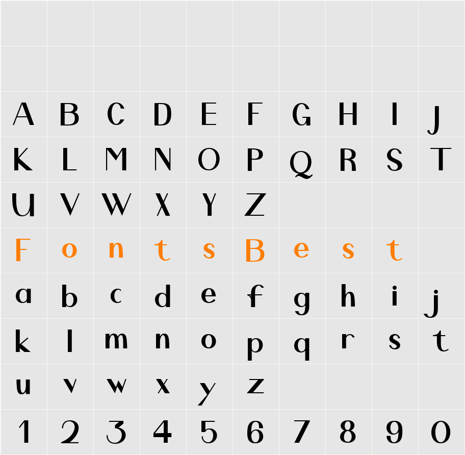 Justin Brown Sans Character Map