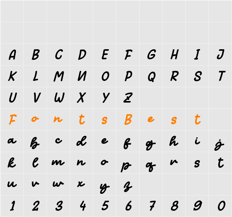 Homeland Italic Character Map