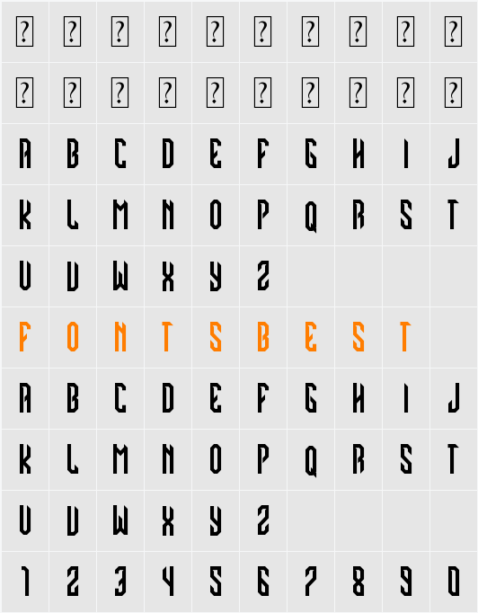 PHANTER BLACK Character Map