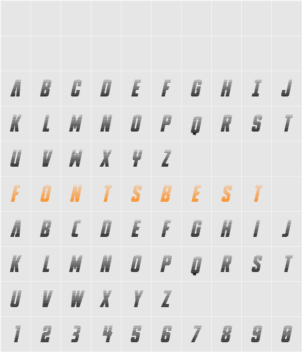 DiaClone Gradient Italic Character Map