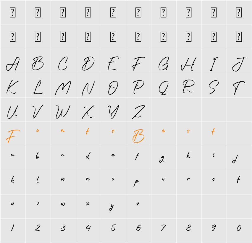 Dafterash Character Map