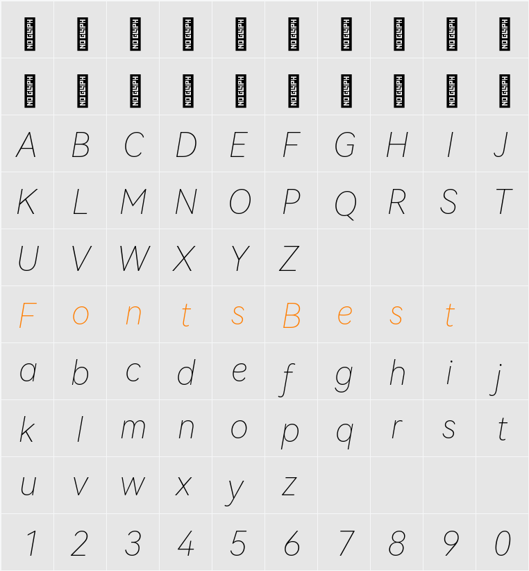 HarmonyOS Sans Thin Character Map