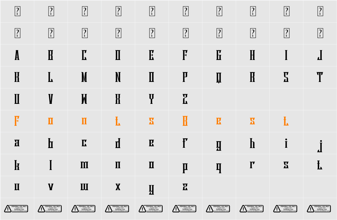 Borgentina PERSONAL USE ONLY! Character Map