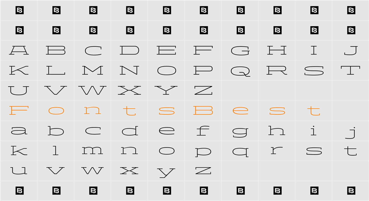 ADEROS TRIAL ExtLt Character Map