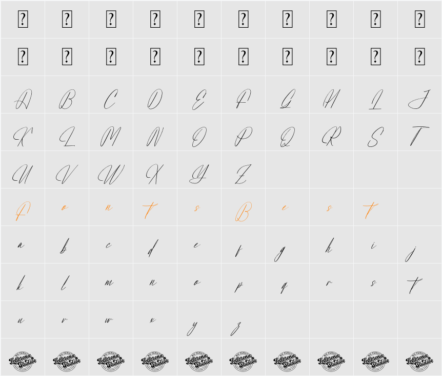 Modena Prestige DEMO VERSION Character Map