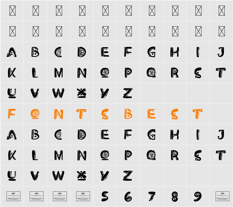 Orange Squash Character Map