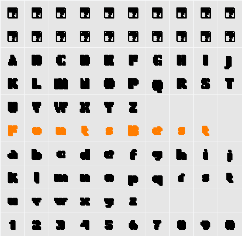 MetroBots_chrome Character Map