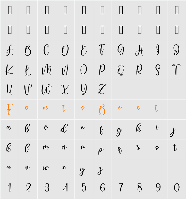 Angeliva_DEMO Character Map