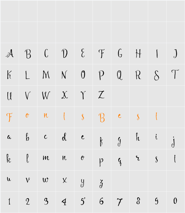 Angelia Script Free Demo Character Map