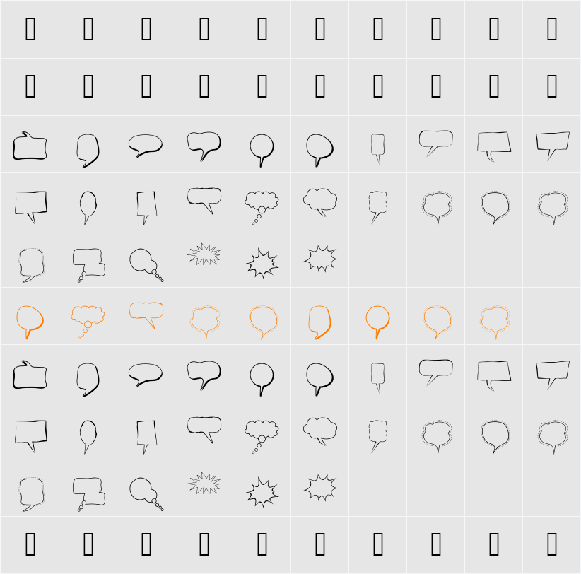 Alin Speech Bubbles Character Map