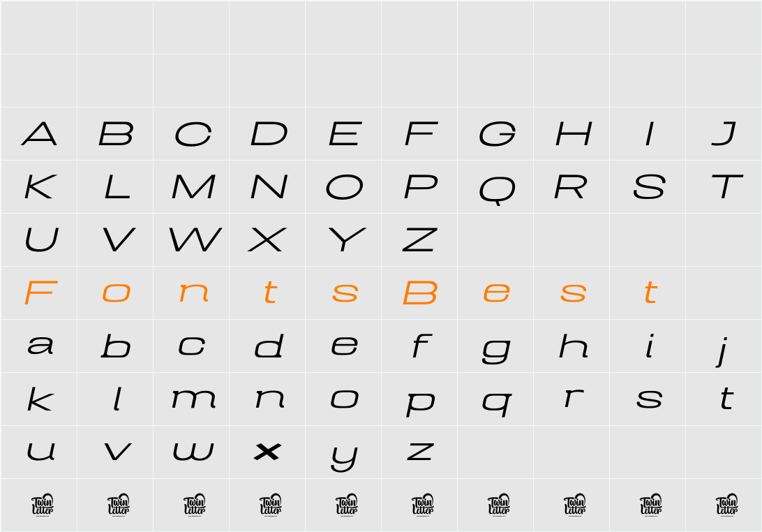 Mugio ExtLt Slant Character Map