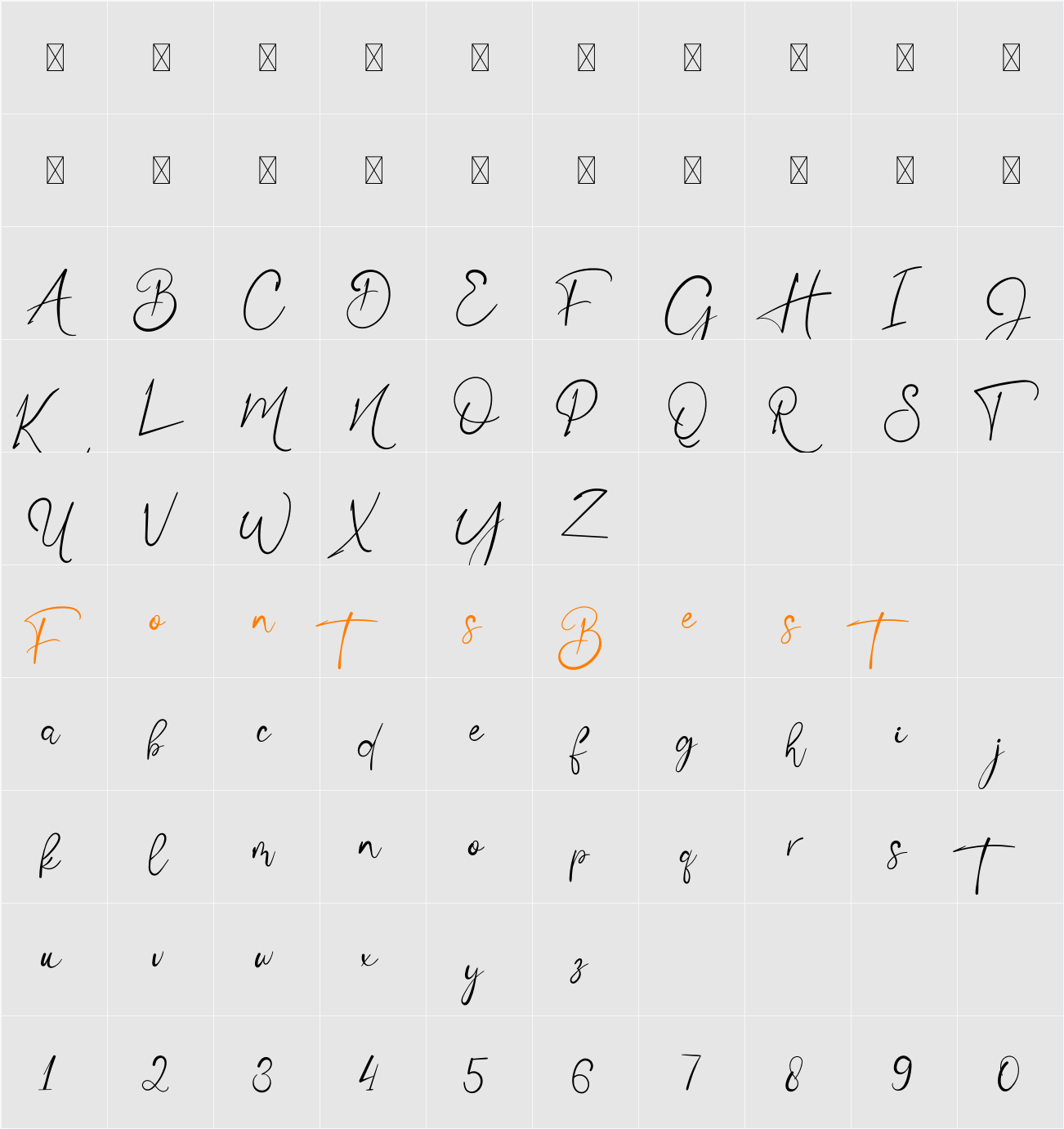 Jinstage Character Map