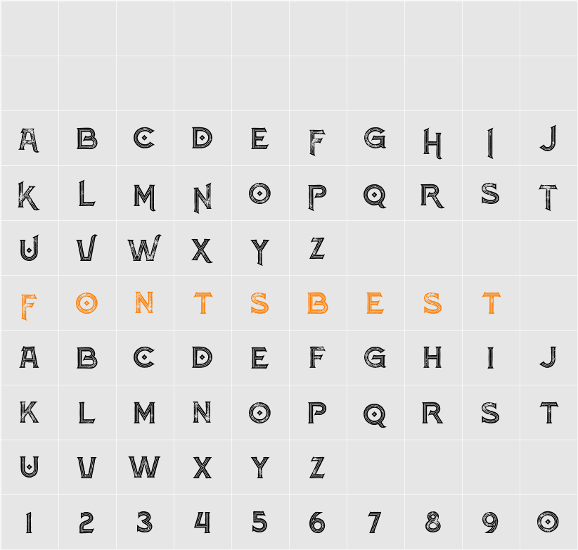 Atlantis Inline Grunge Character Map
