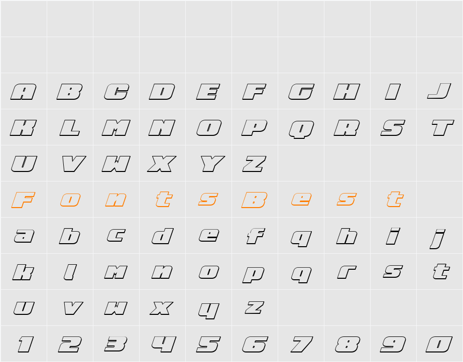 Rapid Response LC 3D Italic Character Map