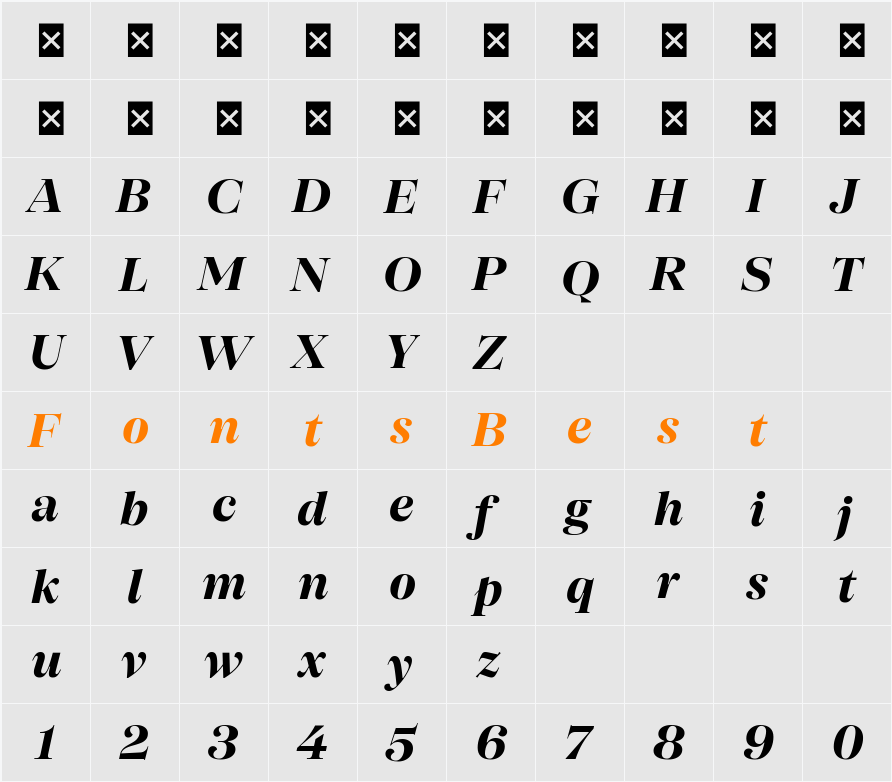SFT Schrifted Serif TRIAL D D Character Map