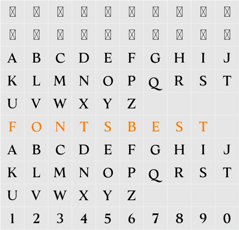 Monthy Ordinals Serif DEMO Character Map